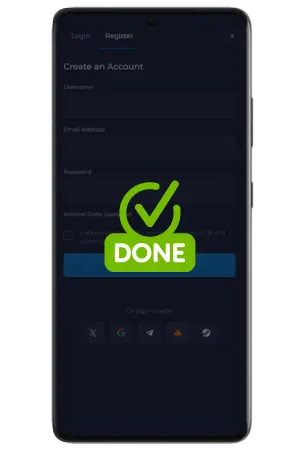Rainbet IOS and Android registration screen for